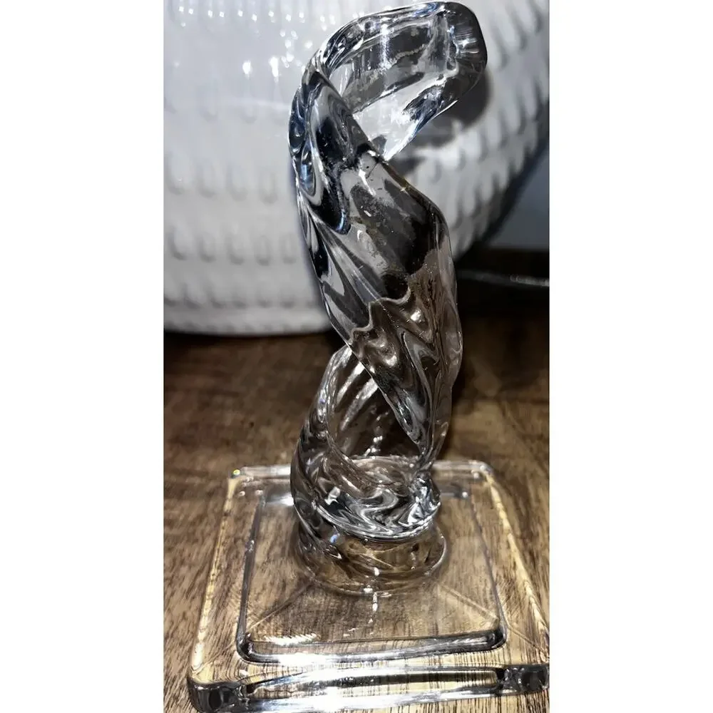 Vintage Twisted Stem Elegant Clear Glass Candle Holder 6.25 Inches Height